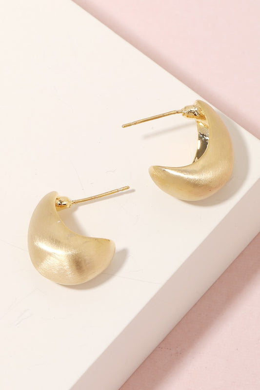 Brushed Metallic Crescent Hoop Earrings