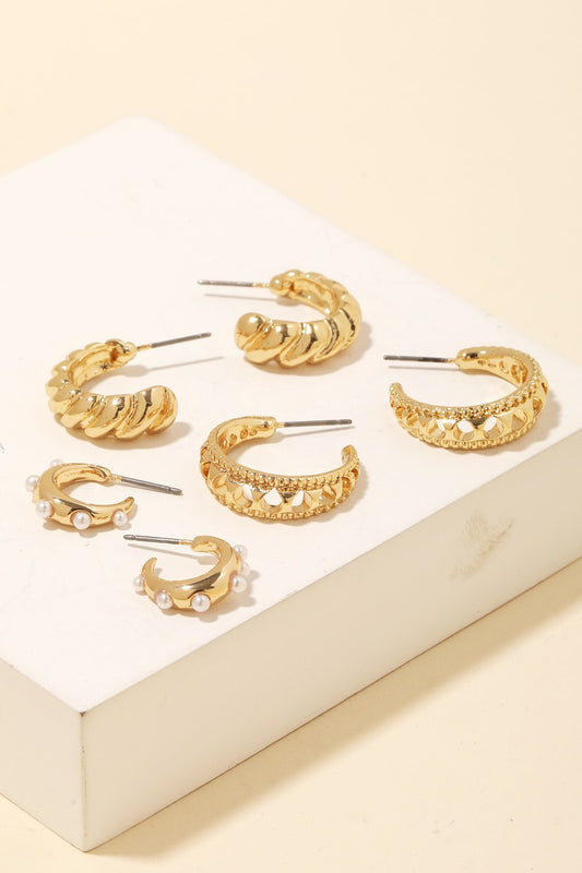 Assorted Gold Hoop Earrings Set