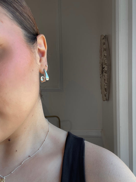 Silver Open Square Hoop Earrings